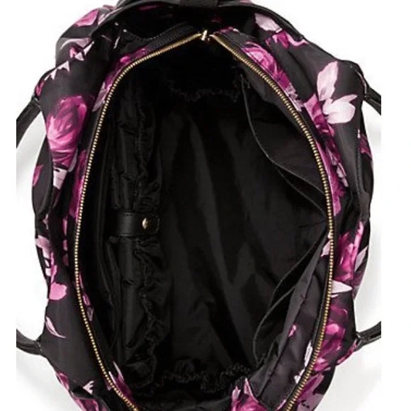 Kate Spade Classic Purple Floral Nylon Stevie Baby Bag NWT